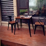 餐厅户外靠背桌椅组合庭院复古美式实木家具咖啡厅主题休闲桌