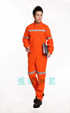 男全棉工作服  船员工作服 连体工作服 带反光条橘色工作服可定做