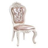 欧式餐椅法式实木精美雕花餐桌凳餐厅饭桌椅子超纤皮餐椅描金银