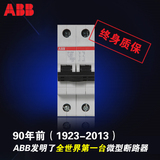 ABB小型断路器双进双出空气开关2P63A双极空开SH202-C63/S202-C63
