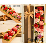 红玫瑰康乃馨单支鲜花礼盒一枝三朵上海同城情人母亲节生日礼物