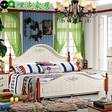 美式地中海床 欧式家具韩式双人床 韩法高箱床1.8米实木雕花三包