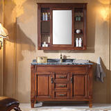 美式浴室柜镜柜组合实木落地洗手台欧式橡木卫浴洗脸盆大理石洗漱