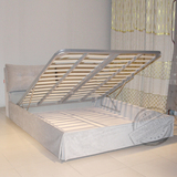 灰色布艺床 布艺床 1.5米布艺床双人床现代风格软床 灰色床