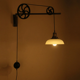 设计师玻璃RH复古工业美式乡村欧式客厅灯具餐厅齿轮伸缩升降壁灯