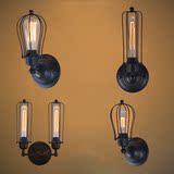 设计师Loft复古工业长铁架双头柚子壁灯美式走廊过道创意餐厅灯具