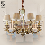 美式欧式全铜吊灯玉石云石灯 布艺灯罩客厅卧室餐厅吊灯吸顶灯