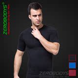 ZEROBODYS运动户外系列男士紧身短袖 排汗速干透气肌肉支撑391黑