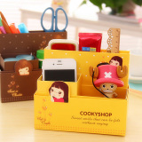 安安家韩版创意办公用品可爱小妞子收纳盒笔筒DIY桌面杂物收纳