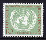 德国邮票 1955年联合国10周年.UN徽志 1全新
