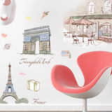 巴黎铁塔 旅行照片墙贴 客厅沙发背景墙贴 卧室书房过道墙壁贴纸