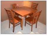 橡木餐桌 橡胶木餐桌椅组合 全实木餐桌椅组合 折叠推拉餐桌椅