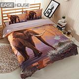 大象3D数码印花床单 60支埃及棉四件套 非洲主题酒店床上用品1.8