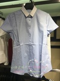 香港代购 专柜正品 G2000 前襟刺绣设计女式短袖衬衫 天蓝/白色