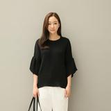 2016夏季新款女装 韩国SZ官网正品 时尚简约优雅宽松纯色中袖衬衫