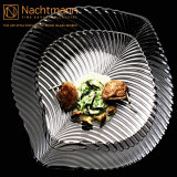 特价包邮德国NACHTMANN进口人造水晶创意叶纹玻璃鱼盘汤盘水果盘
