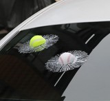 奔驰Smart汽车车贴 仿真网球撞玻璃贴纸 车身3D立体贴碎玻璃贴纸