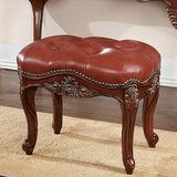 欧式家具美式实木雕刻梳妆凳换鞋凳化妆凳皮凳穿鞋凳简约包邮特价