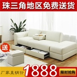 日式简约皮艺多功能折叠沙发床 带抽屉脚凳茶几组合小户型沙发