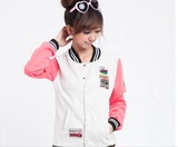 韩版潮2015新款复古女式棒球服 女 服 棒球 女版宽松卫衣外套