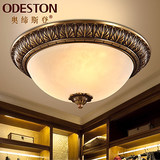 欧式全铜吸顶灯简欧艺术圆形纯铜灯饰美式复古卧室灯具酒店走廊灯