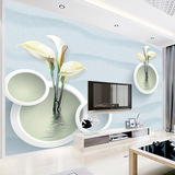 简约现代客厅影视墙壁纸沙发卧室温馨花卉大型无缝3D立体壁画定制