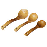 长柄木勺子 汤勺无漆大木勺 日式小汤勺子木质勺复古勺粥勺大小