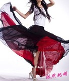 高档春夏新品绝妙双层黑红设计雪纺长裙 韩版大摆半身裙优雅裙