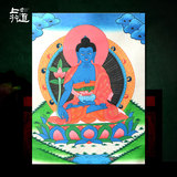 唐卡画像手绘药师佛佛像尼泊尔手工彩绘藏传佛教客厅玄关装饰挂画