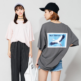 LOVEHEYNEW2016夏季新款韩国宽松显瘦圆领套头印花中长款t恤女