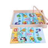 特价木制儿童拼图钓鱼二合一游戏 磁性小猫钓鱼1-3岁宝宝益智玩具