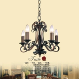 路易马丁欧式吊灯具客厅餐厅卧室吊灯饰美式乡村复古铁艺蜡烛吊灯