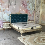 欧式床 新古典实木橡木双人床 1.8米雕花布艺床卧室酒店别墅家具