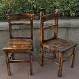 复古炭烧椅凳实木靠背椅子杉木餐椅碳化色餐椅户外椅休闲椅子5折