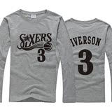 篮球t恤 艾弗森经典3号球衣t恤 2015春装宽松加肥加大男士长袖t恤