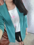 蘑菇小西装女韩版女装糖果色直筒西装外套2014春装新款中长款西服