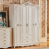 欧式衣柜小户型简易衣橱实木卧室四门1.6米欧式白色雕花组合衣柜