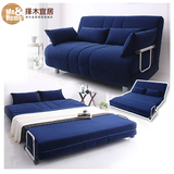 择木宜居 布艺可折叠沙发床1.5米实木小户型两用床1.2懒人双人1.8