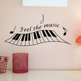 飘荡音符墙贴 钢琴键黑白 音乐舞蹈教室装饰布置培训墙贴贴纸w065
