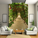 3D立体玄关过道走廊 壁画背景墙壁纸布 自然风景农家田野绿色田园