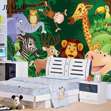儿童房卧室床头卡通动物背景墙壁纸墙纸无缝大型壁画 丛林总动员