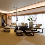 新中式禅意沙发组合简约罗汉床酒店茶楼中国风实木家具三人沙发椅