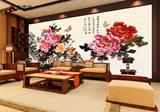 花卉墙纸壁画简约现代中式田园大型沙发无缝壁纸古典蝴蝶牡丹玄关