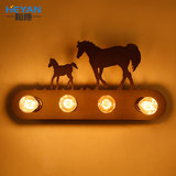 美式马头壁灯创意复古工业酒店床头KTV个性走廊艺术儿童铁艺灯具