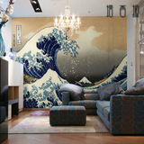 塔西提 日本复古 神奈川 酒店咖啡厅 宾馆主题电视无缝墙纸壁画