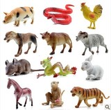 十二生肖动物模型组合儿童认识动物塑胶玩具鼠牛虎兔龙蛇马模型