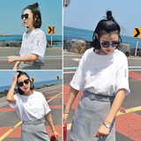 2016夏季新款女装字母印花短袖t恤韩国简约宽松显瘦休闲体恤上衣