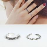 韩国韩版整体S925纯银简约气质开口仿古复古泰银素银戒指环女