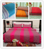 爆款！彩色条纹老粗布床单被套 三件四件套 手工织造土布床单多色