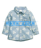 29折 HM H&M上海正品童装代购 男女宝宝婴儿米奇棉质牛仔长袖衬衫